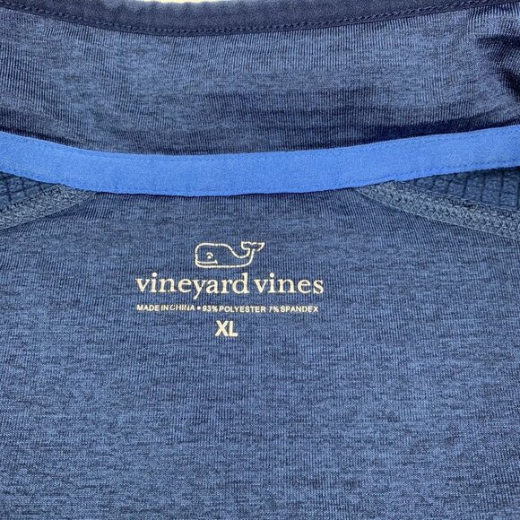 Vineyard Vines Mens Quarter Zip Pullover Grid Fleece Blue XL Polyester 1K2118 - Picture 10 of 16